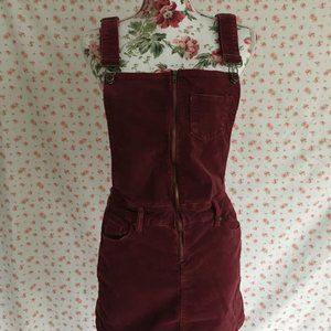 Mini Maroon Overall Dress